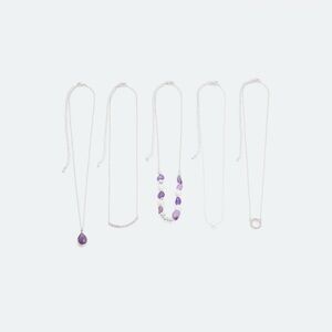 Kivia fr Stitch Fix Elegant Purple and Silver Necklace Set of 5 - Chains 20 in.